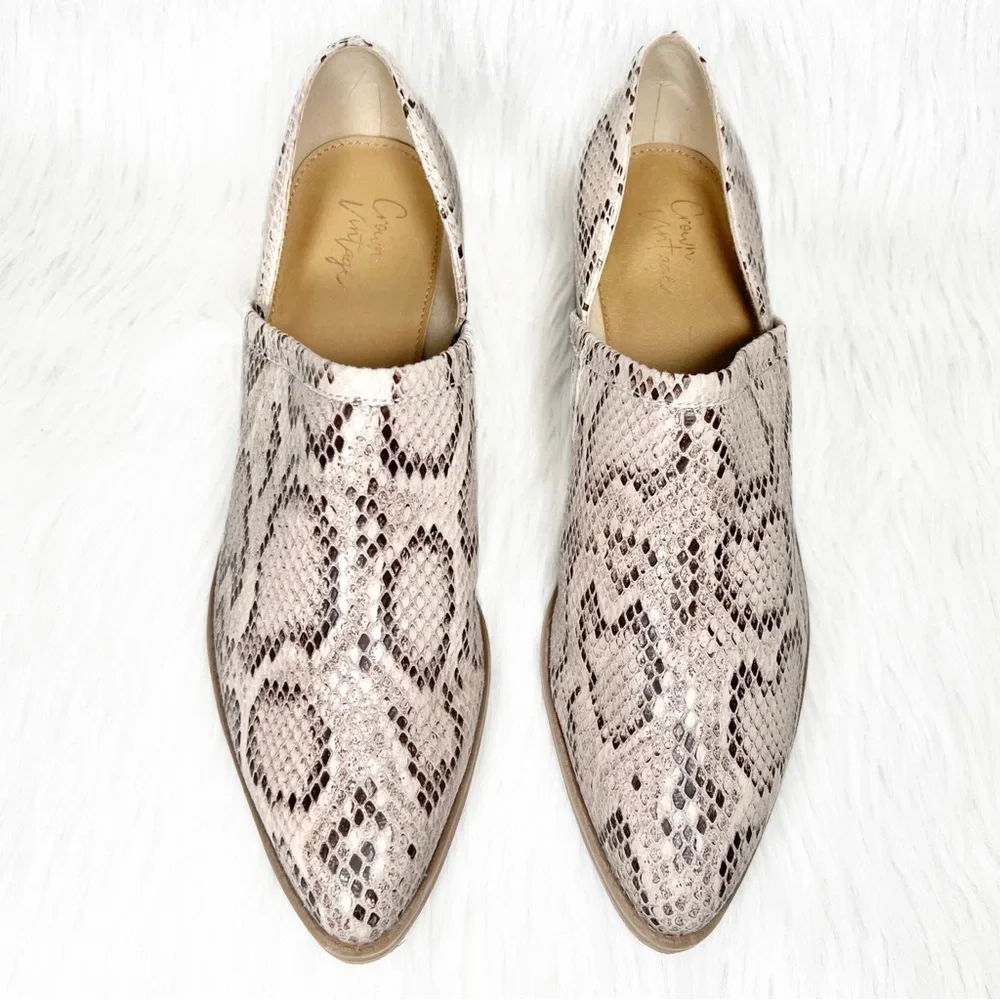 Crown Vintage Snake Beige Brown Black D ‘Orsay Slip On Shootie Ankle Booties 10